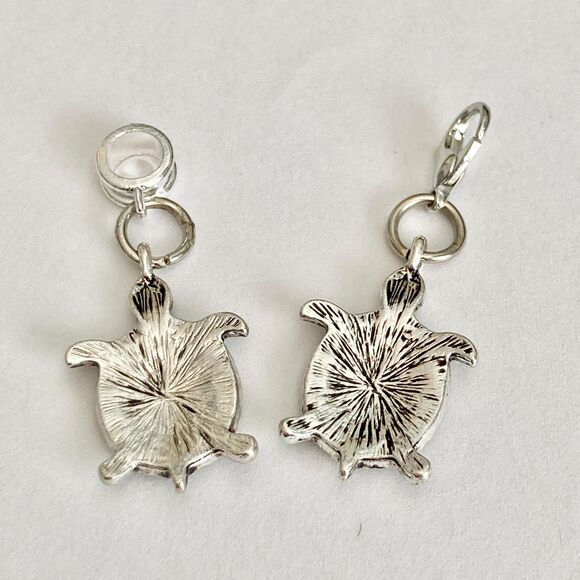 Sea Turtle European Slider Bead Clip Charm Silver Nautical Island Beach Enamel - Picture 8 of 10